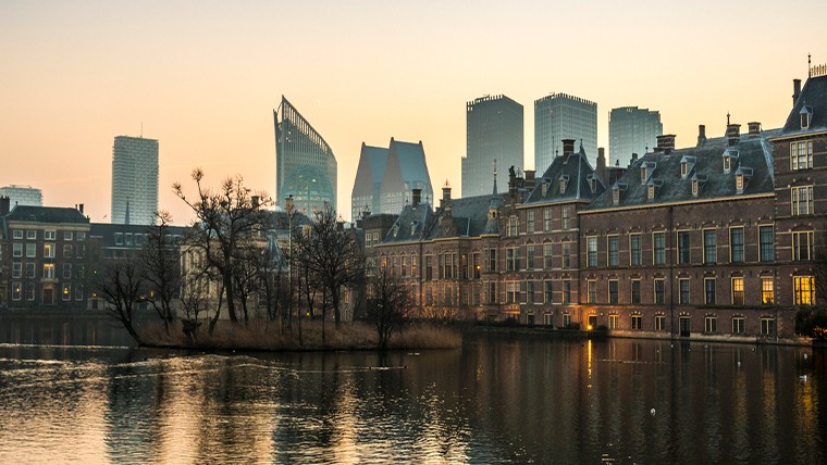 Daytime Huntsville cityscape with lake and fountain